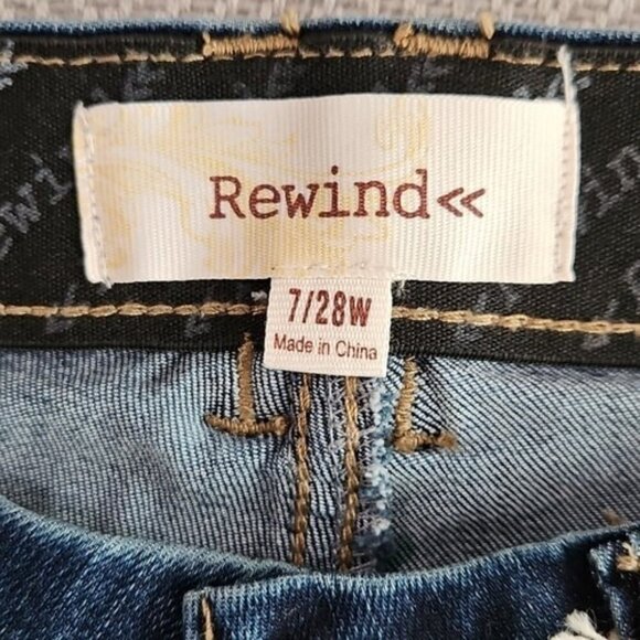 Rewind Jeans Women's Size 7/28W (28x27) Black Racing Stripe Dark Blue RP2243ZGEH - Picture 11 of 16